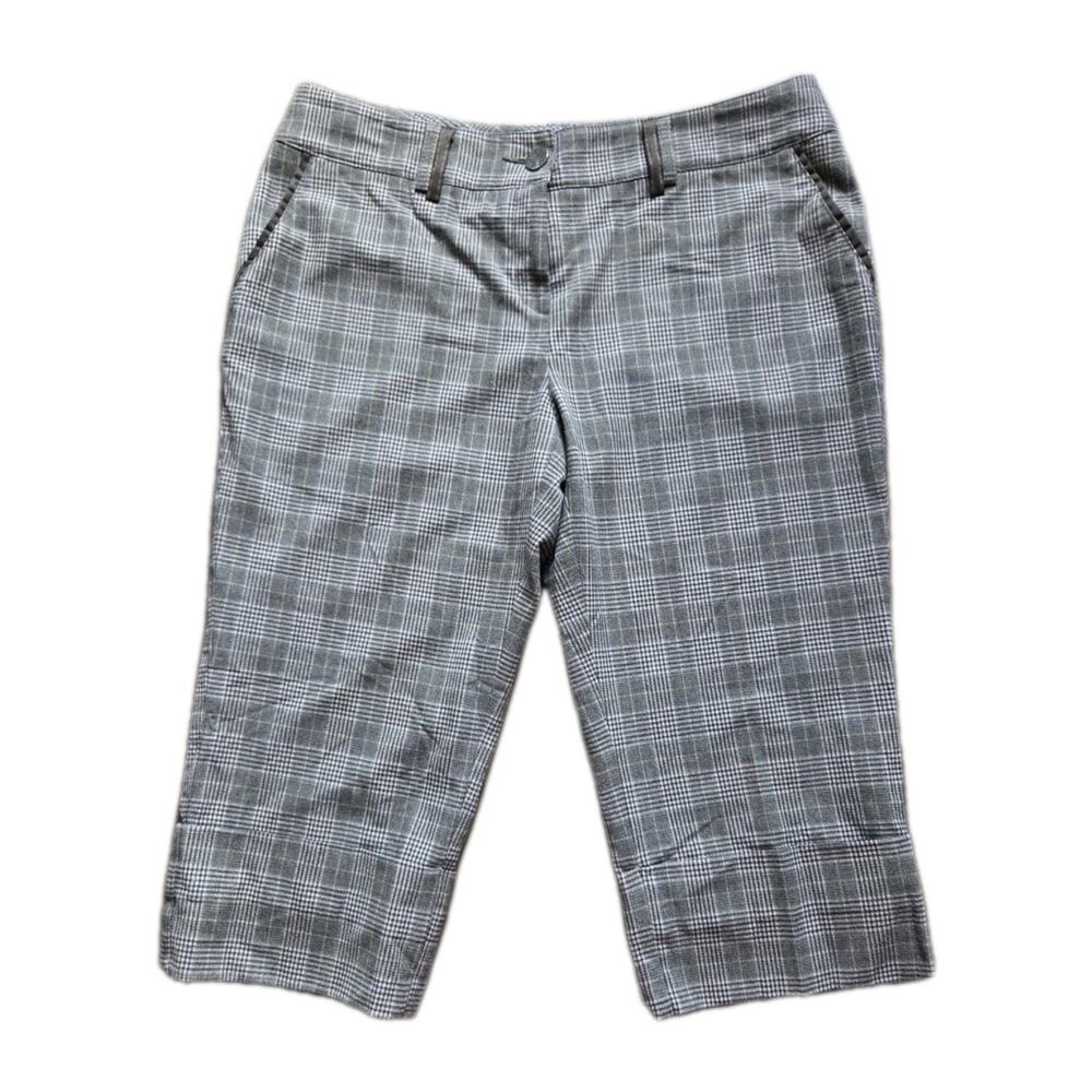 Absolu Made In France Plaid Capri Pants Womens T44 Brown Cropped Preppy EU